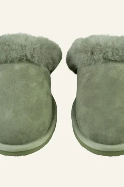 Clearance Fårskinnstofflor olivgrön - 39/40