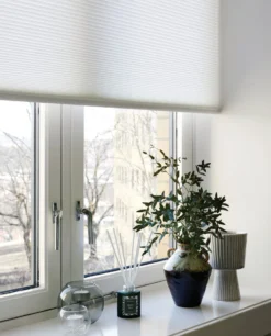 New Ljusfiltrerande dubbel plisségardin vit - 80x210 cm
