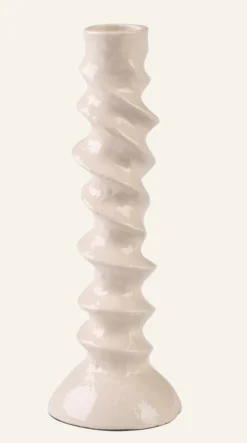 Ljusstake beige - 6x6x17,5 cm