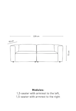 Sale Forms & Objects Modulsoffa 2 delar armstöd grå - 220x93x73 cm