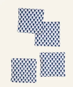 Clearance 4-pack glasunderlägg blå - 10x10 cm