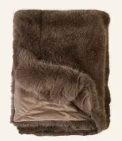 Clearance Pläd i pälsimitation taupe - 130x170 cm