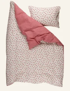 New Påslakanset i bäckebölja röd - 150x210 cm