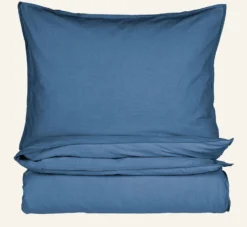 Outlet Påslakanset i bomull denimblå - 150x210 cm/50x60 cm