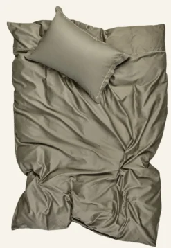 Online Premium Collection Påslakanset i egyptisk bomull satin olivgrön - 150x210 cm/50x60 cm