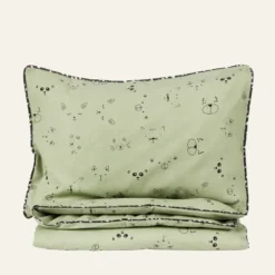 Outlet Little Roomies Påslakanset i flanell mintgrön - 100x130 cm
