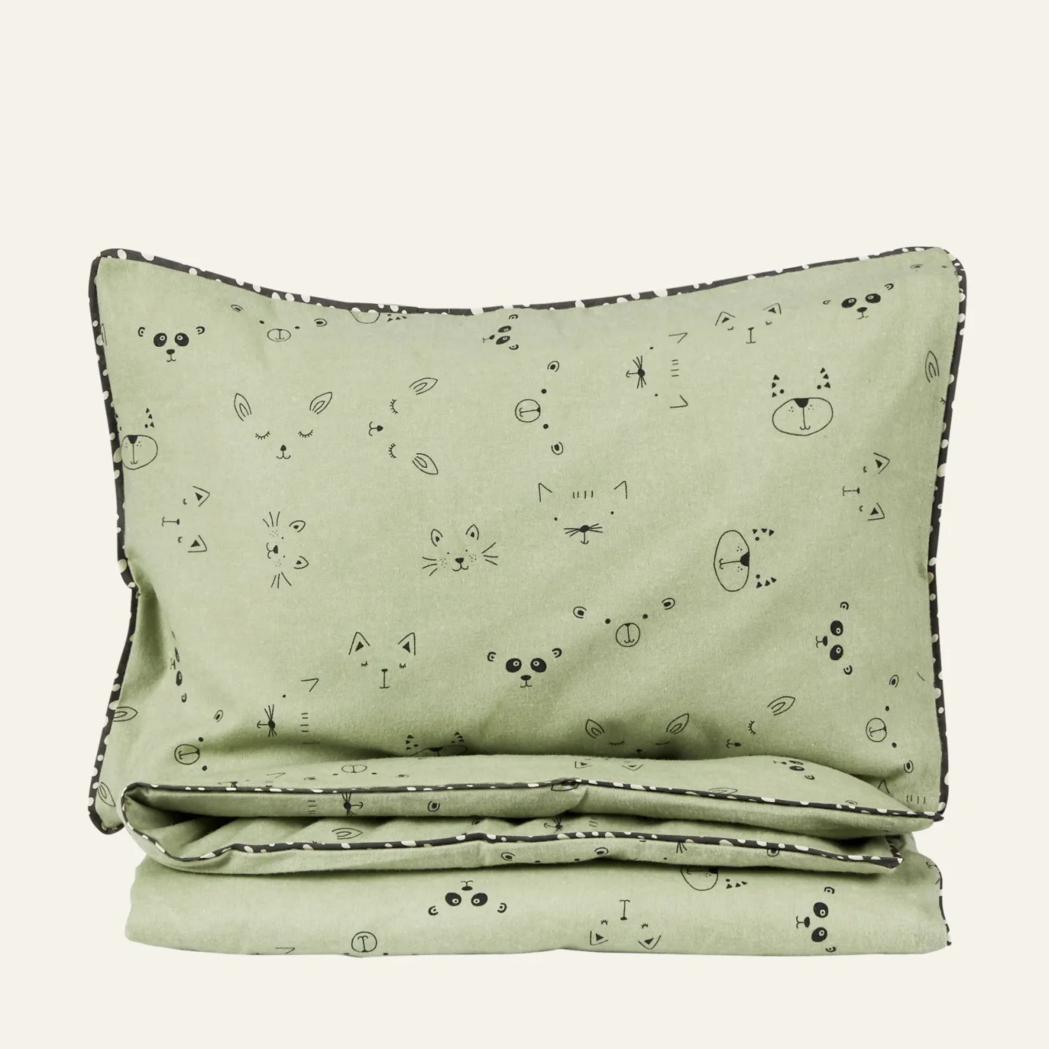 Outlet Little Roomies Påslakanset i flanell mintgrön - 100x130 cm