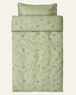 Outlet Little Roomies Påslakanset i flanell mintgrön - 100x130 cm