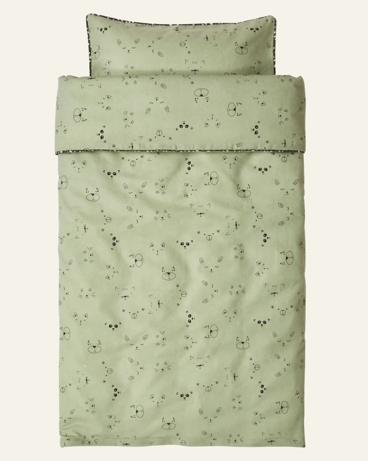 Outlet Little Roomies Påslakanset i flanell mintgrön - 100x130 cm