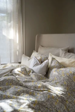 Discount Påslakanset i flanell multi/gul - 150x210 cm/50x60 cm