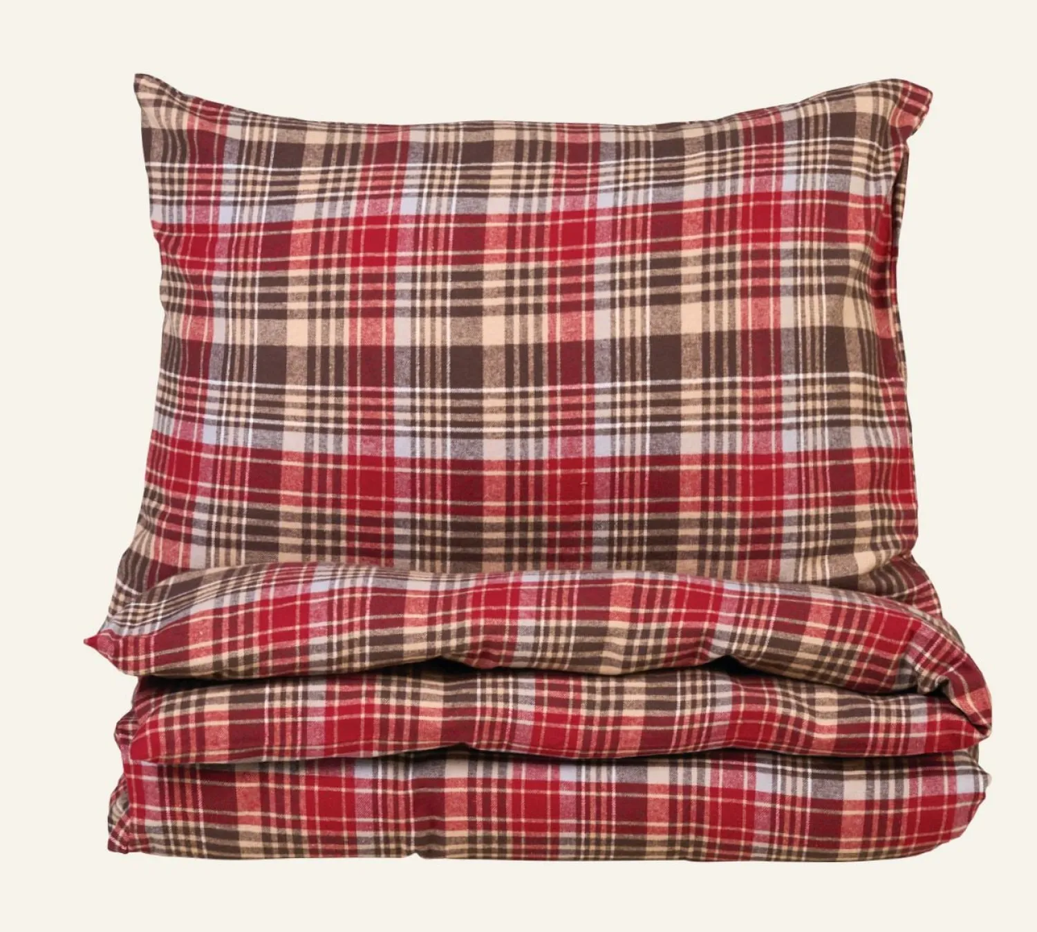 Clearance Påslakanset i garnfärgad flanell multi - 150x210 cm
