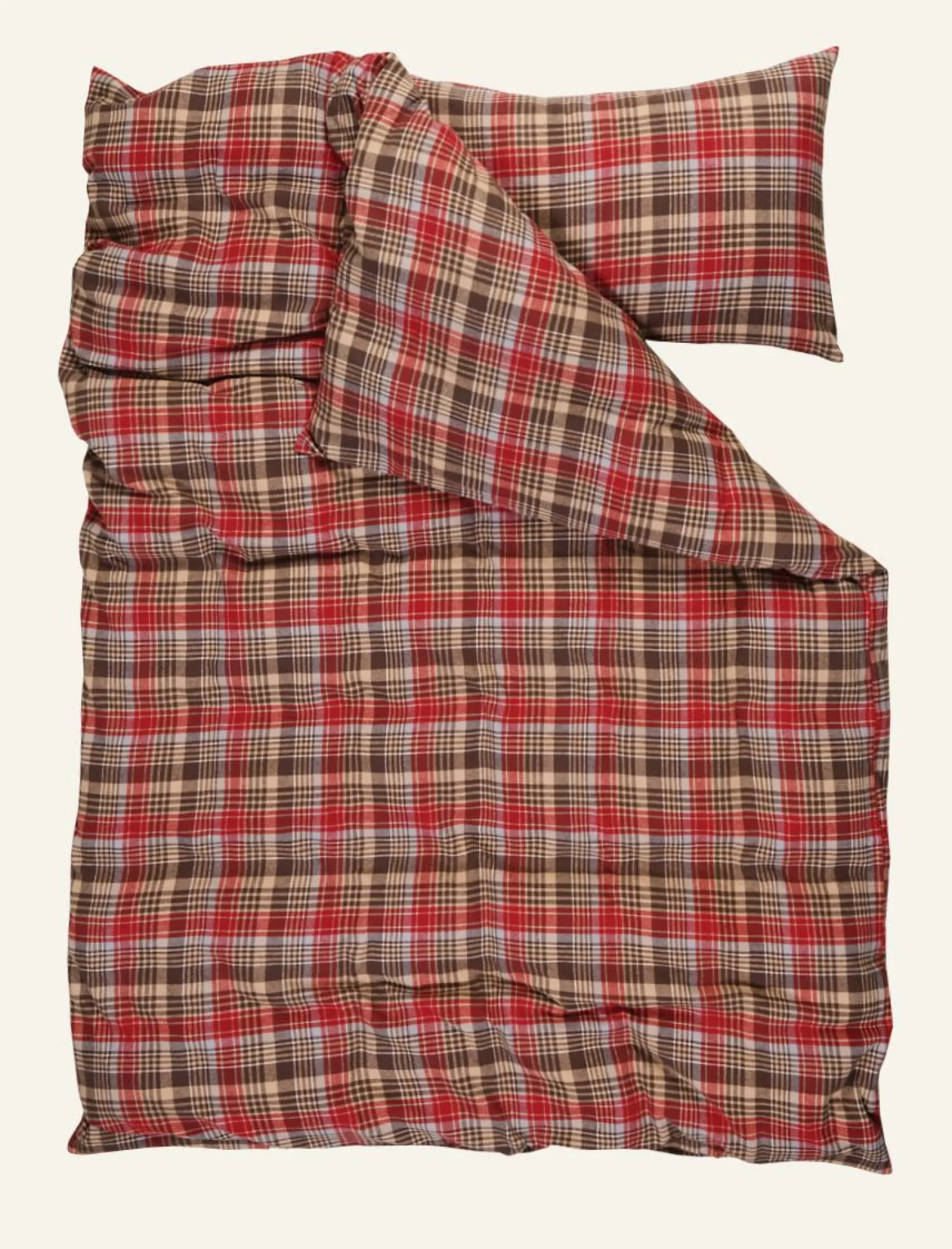 Clearance Påslakanset i garnfärgad flanell multi - 150x210 cm