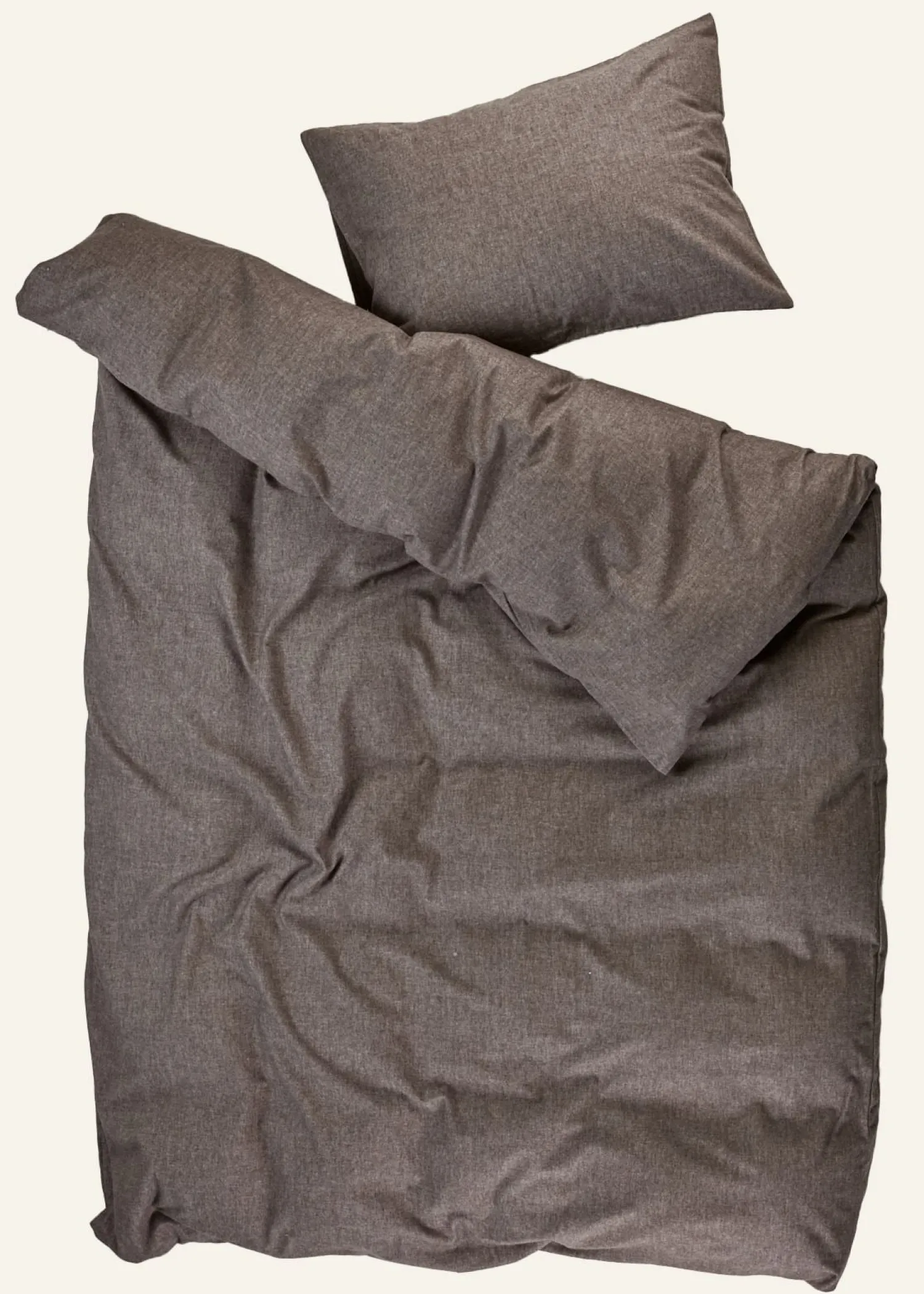 Hot Påslakanset i garnfärgad flanell brun - 150x210 cm
