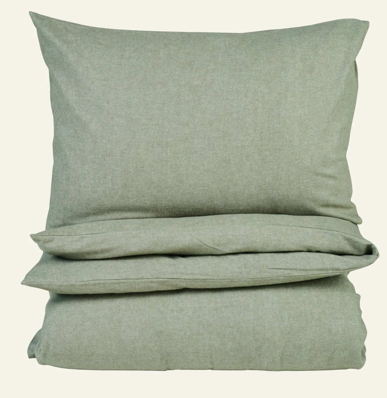 Sale Påslakanset i garnfärgad flanell olivgrön - 230x220 cm