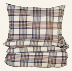 Best Påslakanset i garnfärgad flanell multi/brun - 150x210+50x60 cm