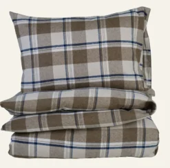 Online Påslakanset i garnfärgad flanell multi/brun - 150x210 cm