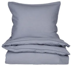 Clearance Påslakanset i linne & bomull denimblå - 150x210 cm