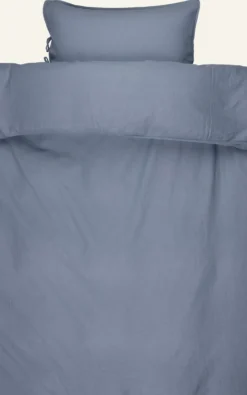 Clearance Påslakanset i linne & bomull denimblå - 150x210 cm