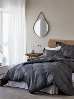 Discount Påslakanset i satin grå - 150x210 cm